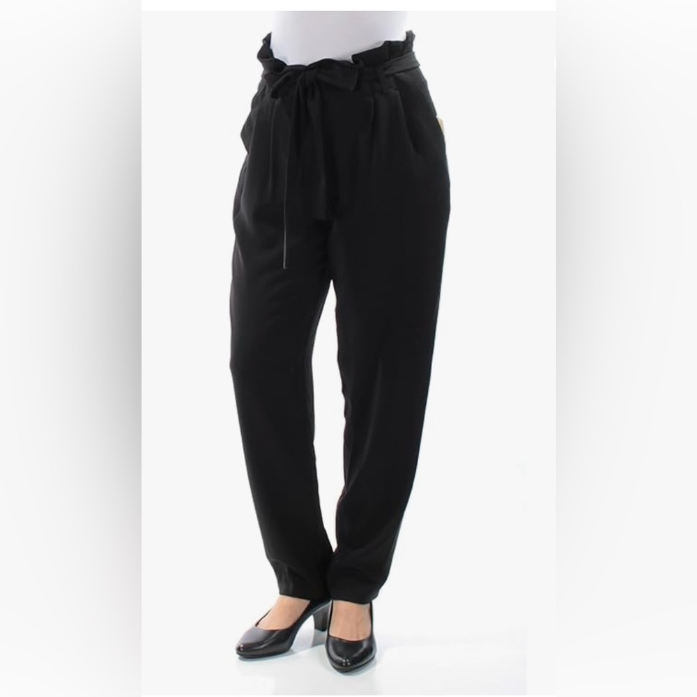 NWT Zac & Rachel Paper Bag Tapered Trousers Black Size 10